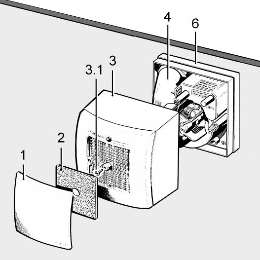 12. Montage Ventilatoreinsatz Schaltbilder im Kastenboden beachten. Kabel dürfen den Einschub des Ventilators nicht behindern.