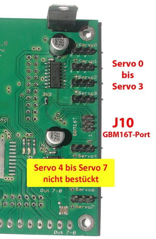 5. GBM16T-Schnittstelle Der OneDriveTurn verfügt über eine TTL-Schnittstelle zum Anschluss eines GBM16T Moduls. Bei Nutzung eines GBM16T Moduls, stehen nur 4 Servoausgänge zur Verfügung.