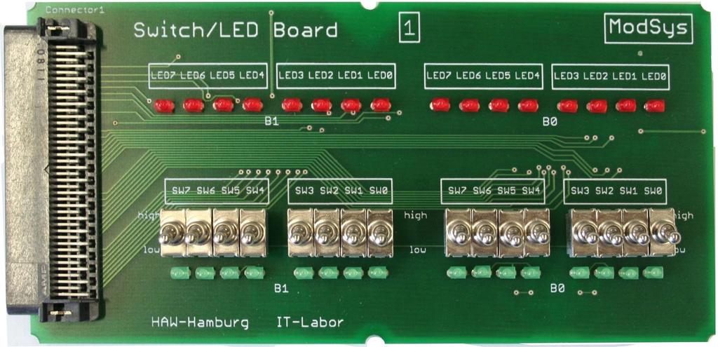 2.3.2. Switch / LED Board (SLB) Das Switch / LED Board dient zur Eingabe von logischen Signalen über nicht entprellte Schalter und zur Anzeige von Signalzuständen durch LED.