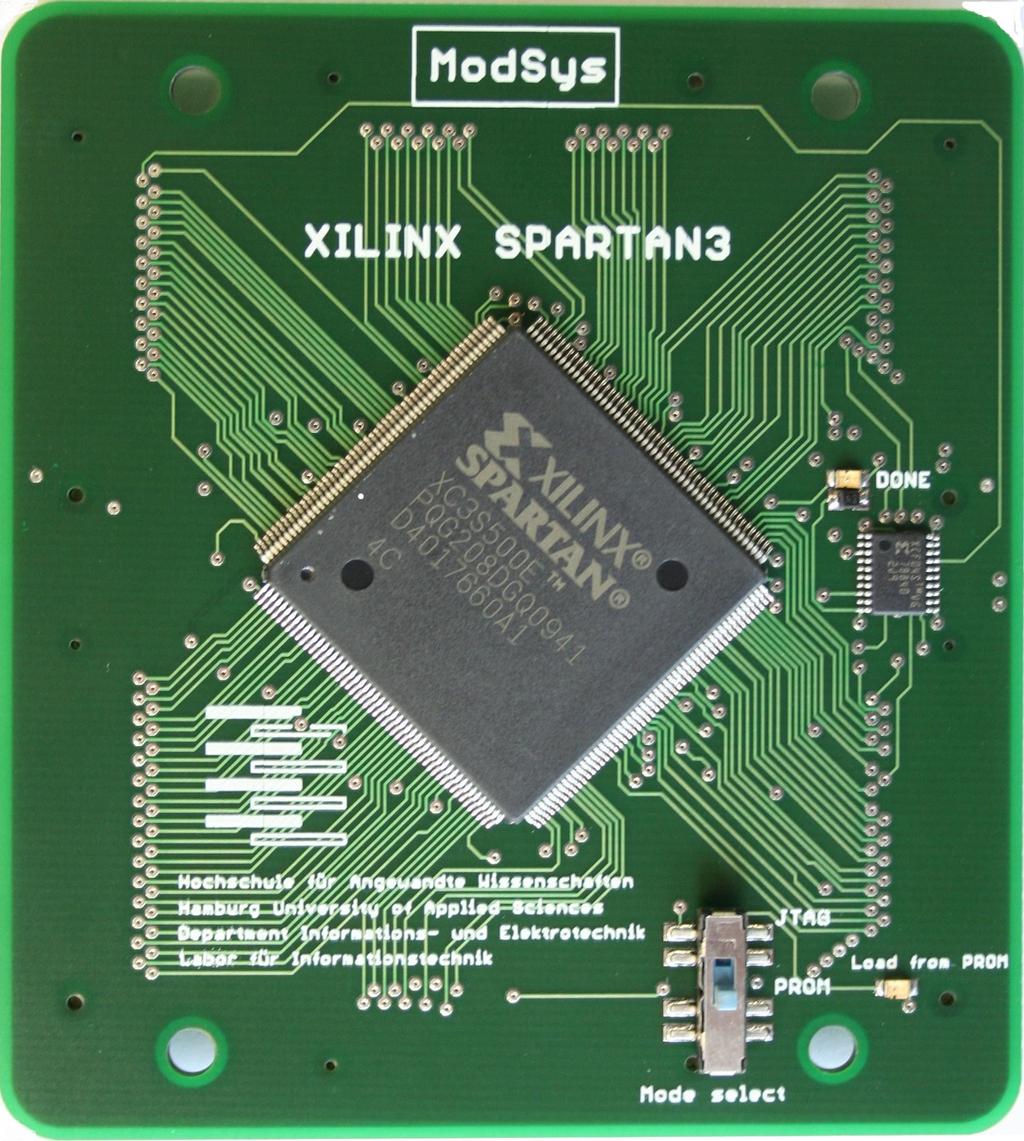 2.2.2. Target Board FPGA Spartan3 Das Target Board Xilinx Spartan3 ist bestückt mit dem FPGA Baustein Xilinx XC3S500EPQ208-5 und einem seriellen EEPROM Xilinx XCF04S-V020.