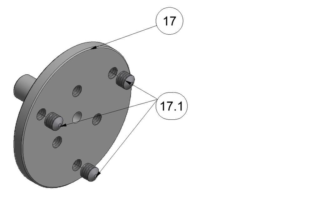 For workpieces with a diameter of more than 50 mm, select the outer hole circle. 4. Clamp the face plate (17) in the drive unit. Alternatively, you can remove the threaded pins (17.