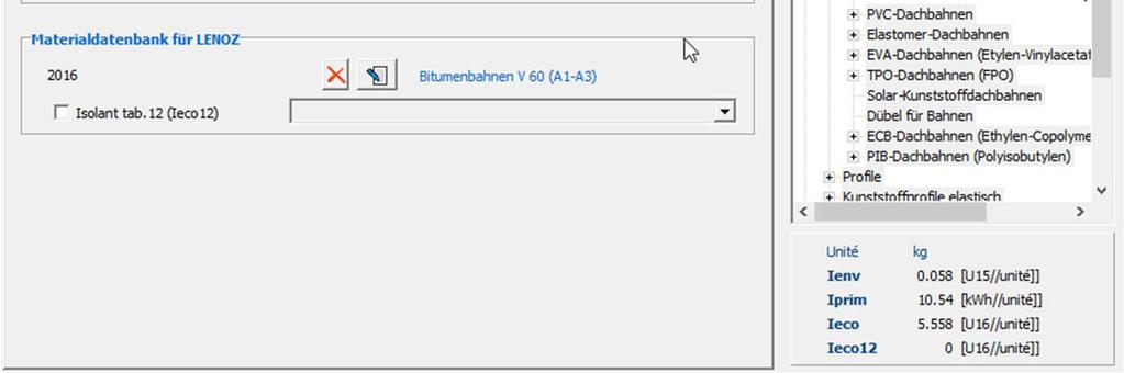 isolant prédéfini pour le calcul de Ieco12 (en lieu et place du matériau de la