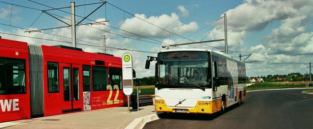 Vorteile der Straßenbahn gegenüber dem Bus + hohe Pünktlichkeit durch eigene Trasse /