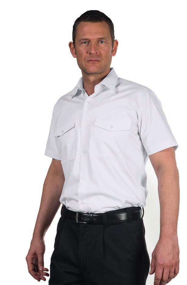 DIensThemD Klassisch, Kurzarm, Farbe: weiß 2 Brusttaschen mit Patte ohne Falten