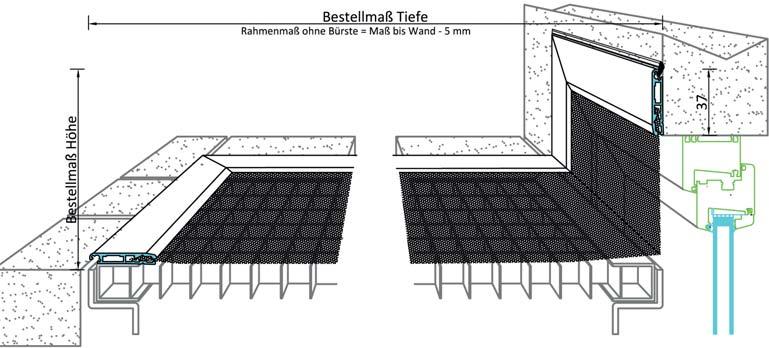 Lichtschachtabdeckung LS Technische Zeichnungen Lichtschachtabdeckung LS2, mit Aufkantung: Bestellmaß: Breite x Tiefe x Höhe Breite Tiefe Höhe =