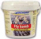 340103 1 kg-dose 22.90 340104 5 kg-eimer 94.00 Fly tomb Wirkstoff: 40 g/kg Diflubenzuron. Hochwirksames Gieß- und Streumittel zur Behandlung der Fliegenbrutplätze, wie z.b. im Mist oder Tiefstreulager.