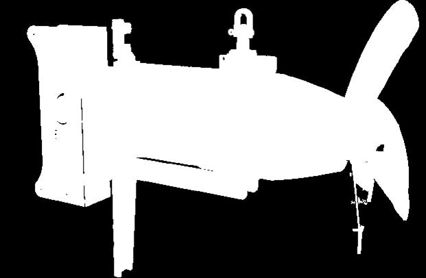 Gleitringdichtung zwischen Getriebe und E-Motor - Planetengetriebe - Propellerdrehzahl 300 U/min. - Propeller aus Edelstahl 1.4301 - Motor- und Getriebegehäuse aus Werkstoff GG - Gleitführung inkl.