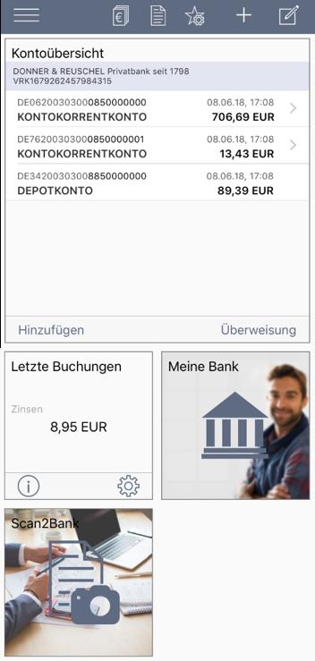 NAVIGATION IN DER APP STARTSEITE & MENÜ Menü zum Menü Konten Überweisung Favoriten verwalten Favoriten Dashboard anpassen Kontoumsätze anzeigen ios: Klick auf den Pfeil Android: Klick auf