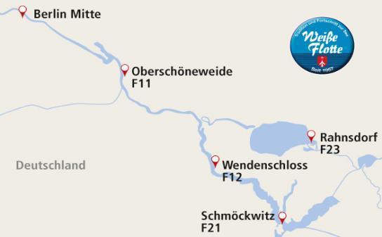 elektrobetrieben Vier Routen auf der Spree und auf Seen rund um Berlin im ÖPNV Skizze