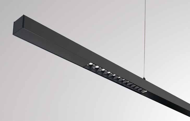 LED Lichtprofil aus stranggepresstem luminium Oberfläche schwarz eloxiert oder weiß pulverbeschichtet Zurückversetzte Linsen, mit schwarzem Raster Direkt und indirekte Lichtverteilung Extruded