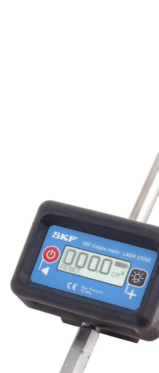 Präzise Fettmengenmessung SKF Schmierfett-Mengenmessgerät LAGM 1000E Die pro Hub geförderte Schmierfettmenge einer Handhebel-Schmierpresse hängt von vielen Variablen ab.