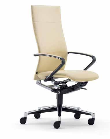Klöber Ciello cie99 synchro swivel chair with headrest, flexible armrests, backrest frame and base in polished aluminium.