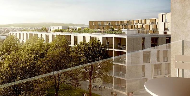 NEUBAUPROJEKTE Die Baubewilligung für den Neubau von 3 Wohnliegenschaften mit 44 Wohnungen und 3 Ladenlokalen an der Route de la Corsaz in Montreux/VD wurde erteilt.