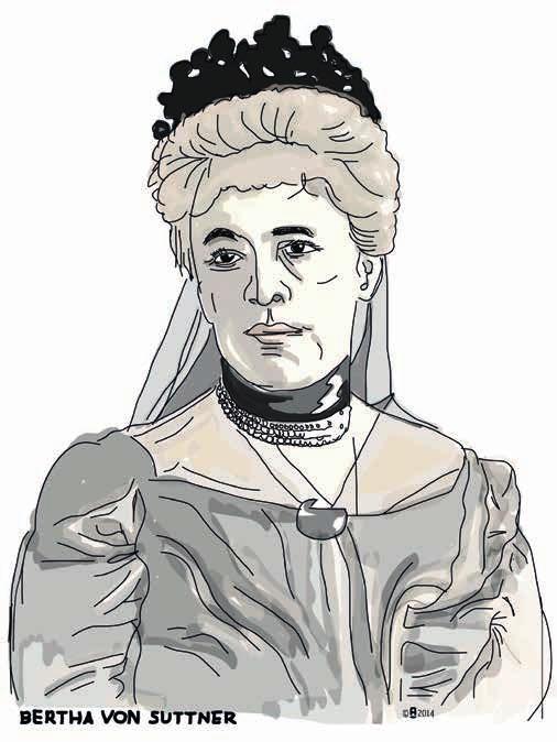 Juni 1914, gestorbene Pazifistin Bertha von Suttner, wurde 1905 als erste Frau mit dem Friedensnobelpreis ausgezeichnet. Die aus dem böhmischen Adel stammende Schriftstellerin und Journalistin (1843?