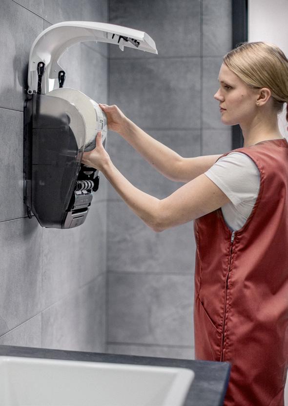 Die Systemprodukte: Für hochfrequentierte Waschräume Das komplett durchdachte -Systemsortiment an funktionalen, robusten Spendern und dazu passenden Handtuch- und Toilettenpapieren.