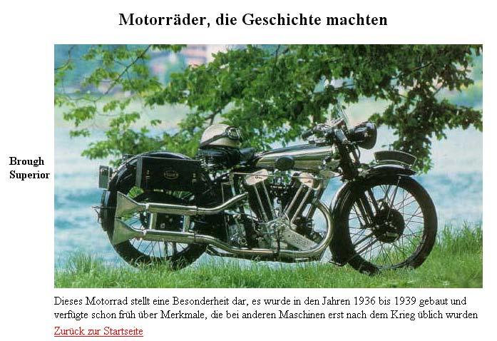 Das HTML-Dokument auf der vorigen Seite hat folgenden Aufbau: Überschrift Brough Superior bleibt leer Bild Dieses Motorrad stellt.