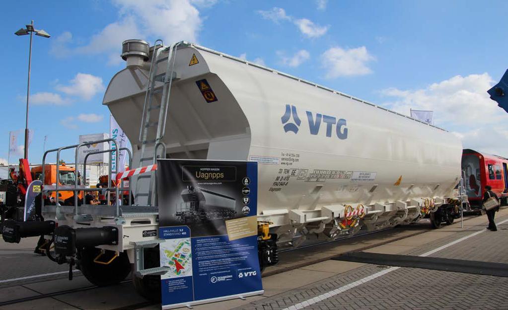 Silowagen für Zuckertransport Tagnpps 92m³, VTG, Ep. 6 Art.nr. 205600-205605 Der Behälterwagen Uagnpps der VTG hat ein Ladevolumen von 92m³ und wurde für den Transport von Zucker optimiert.