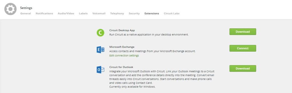 Nutzung von weiteren Circuit Funktionen Nutzung der Microsoft Exchange Kontakte (bekannte Circuit