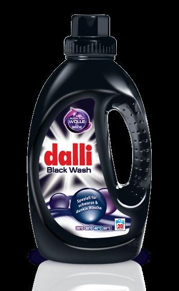 DALLI BLACK & WHITE Black Wash Flüssigwaschmittel Erhältlich in der 1,35 l Flasche für ca. 20 Wäschen.