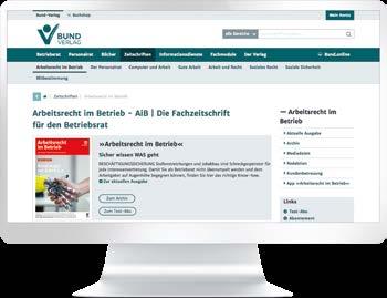 und Verordnungen Arbeitsrecht im Betrieb AiB FACHZEITSCHRIFT FÜR DEN BETRIEBSRAT DIGITALISIERUNG Keine