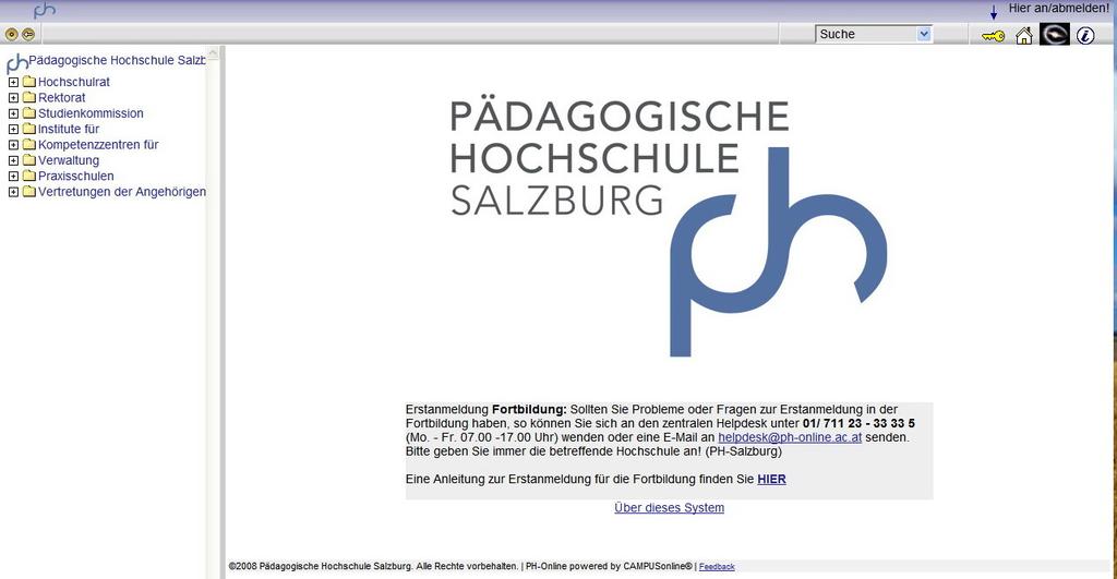 Homepage der PH Salzburg www.phsalzburg.at in Ihrem Internet- Explorer (oder Mozilla Firefox ). Dort finden Sie PH-Online: Klick genügt!