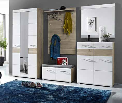 B99/H90/T38 cm Garderobenschrank 1 Tür, 2 Konstruktionsböden, 3 43Türen, Garderoben-Paneel 4 Schubkästen, Einlegeböden, 1 Schubkasten und ca. B200/H90/T40 1 Regalboden, cm.