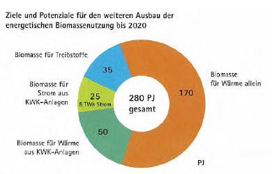 Verwendung von 280 PJ Biomasse 2020