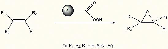 Beispiel-Reaktion zu supported reagents Prileschajew-Oxidation Vorteile: Polymergebundene Persäuren sind nicht explosiv und bei -20 C für lange Zeit