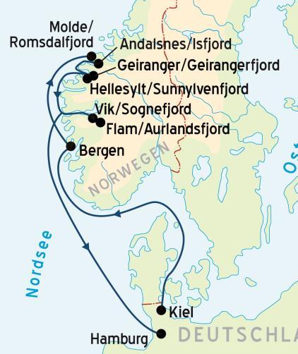 und Vogelschutzgebieten zusammen. Zauberhafte Welt der Fjorde 8 Tage vom 12.07.