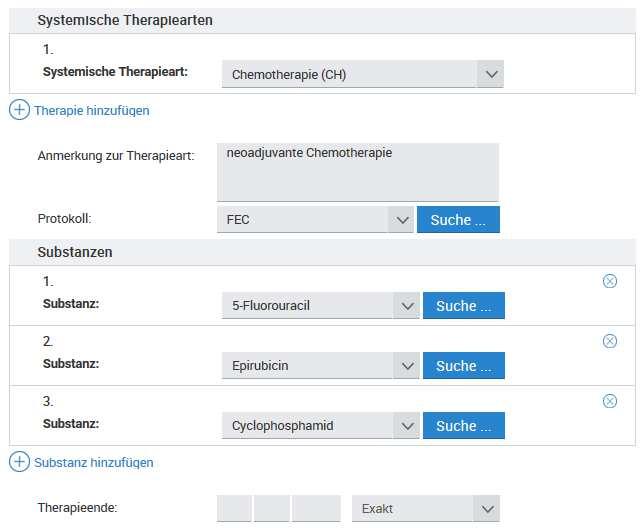 Im Folgenden ist zunächst die Art der Systemischen Therapie auszuwählen: ggf. anklicken ggf.