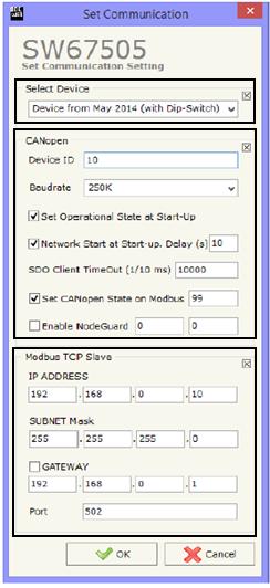 6.4 Kommunikations Parameter In diesem Kapitel werden die grundsätzlichen Kommunikationsparameter von CANopen und Modbus-TCP- Server definiert.