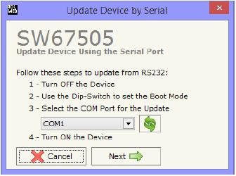 8. Geräte-Update für Geräte bis April 2014 mit Jumper Klicken Sie auf die Schaltfläche "Update Device" (Step 9) um die Konfiguration bzw.