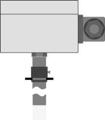 Zur Montage des Anschlusskabels (2-Leiter) muss die Schraube am Winkelstecker gelöst und der Kupplungseinsatz, mit Hilfe eines Schraubendrehers, an der bezeichneten Stelle (Pfeil) herausgehoben