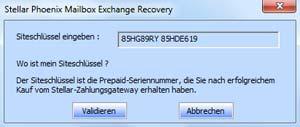 Nach dem erhalten des Schlüssels, öffnen sie Stellar Phoenix Mailbox Exchange Recovery. In der Registrierung Option Dialogfeld, wählen sie Ich habe den Registrierungsschlüssel 11.