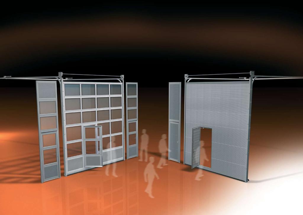 Schlupftüren und Nebentüren Die Schlupftür kann in das Sektionaltor oder in einem Seitenteil als Nebentür integriert werden.