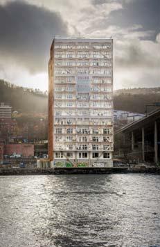 14 geschossiges Projekt Treet von Artec Arkitekter in Bergen (2014/2015) Quelle: Per