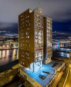 de 14 geschossiges Projekt Treet von Artec Arkitekter in Bergen (2014/2015) Quelle: