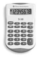 8-stelliges Display, 6 Batterien Gewicht: 340 g 003 Texas Instruments «TI50» Taschenrechner Preis: CHF 3.