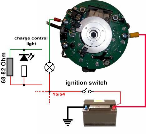(hier ist noch die Lichtschrankenversion abgebildet, der Anschluss ist aber absolut identisch) Sollte eine Leuchtdiode als Ladekontrolle eingesetzt
