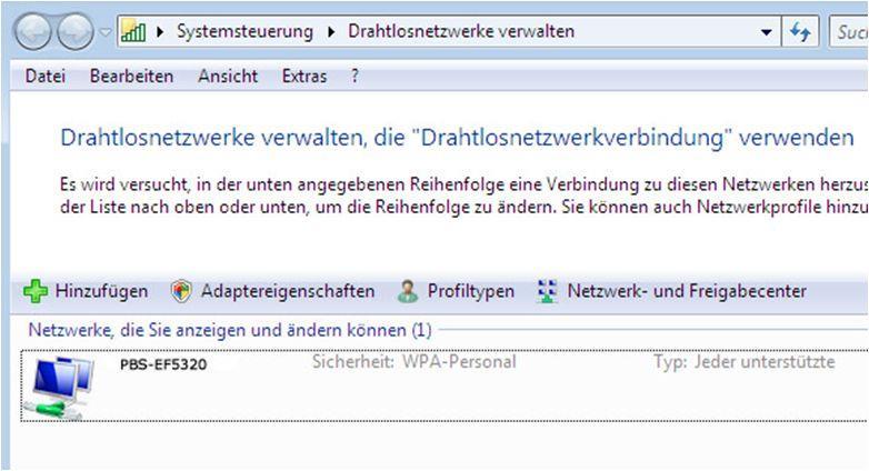 Netzwerk und Freigabecenter Wählen Sie Drahtlosnetzwerke verwalten.