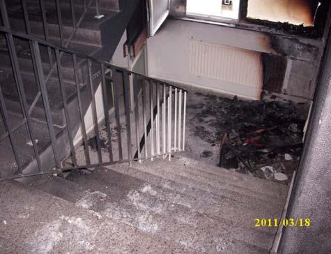 Brandschadenbeseitigung im Treppenhaus 6.