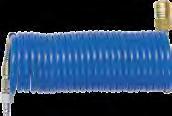 A Druckluft-Spiralschlauch Polyamid, Schnellkupplung und Stecktülle mit Drehgelenken, Farbe: blau, Länge: 7,5 m (gestreckt) Druckluftschlauch mit Gewebeeinlage, Schnellkupplung und Stecktülle, Farbe: