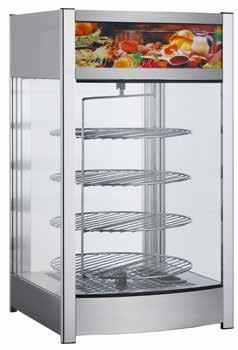 rotanti +30 +90 C Warming display in stainless steel - 3 rotating round shelves +30 +90 C Vitrine chauffant en acier inox - 3 étagères rondes rotatives +30 +90 C