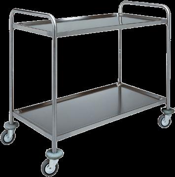 Carrelli di servizio inox - Stainless steel service trolleys Chariots de service inox - Servicewagen aus Edelstahl Struttura tubolare acciaio inox tonda Ø 25, alto spessore con piani stampati in