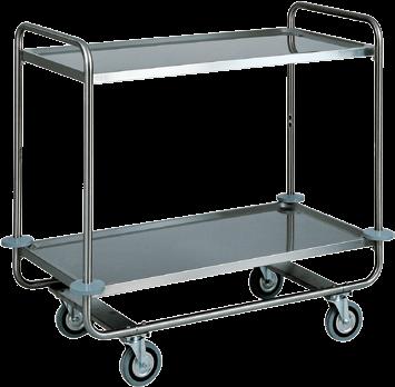 Carrelli di servizio inox - Stainless steel service trolleys Chariots de service inox - Servicewagen aus Edelstahl Struttura tubolare acciaio inox tonda Ø 25, alto spessore con piani stampati in