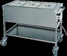 Carrelli termici bagnomaria - Thermal double boiler trolleys Chariots thermiques bain-marie - Thermowagen für wasserbäder CARRELLI TERMICI BAGNOMARIA. Struttura in acciaio inox.