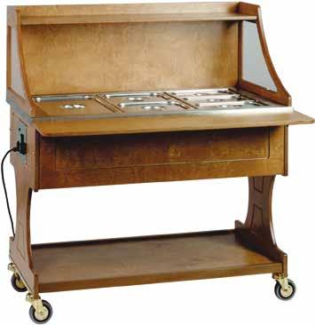 Theral bain-marie wooden trolley for banquets. Chariot thermique bain-marie en bois pour banquets.