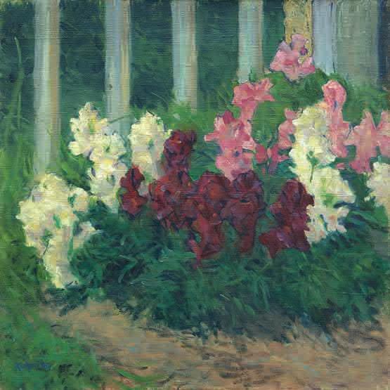 95 KOLOMAN MOSER Blumen vor Gartenzaun (Löwenmäulchen), 1909