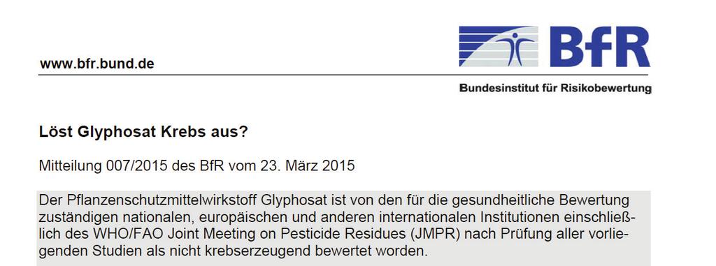 Glyphosat aktuelle Diskussion 23.03.