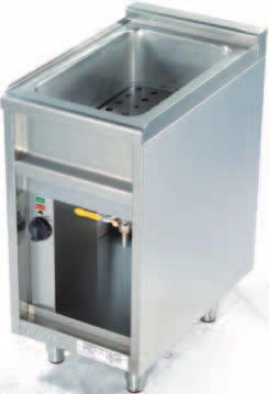 Thermik 650 650 CE Bain-Marie Rondo-line mit fugenlosem, tiefgezogenem Becken geeignet für bis zu 150 mm hohe GN-Behälter, direkte Beheizung 2 Bain-Marie 650 BME-40 Typ Geeignet für 150 mm Maße mm